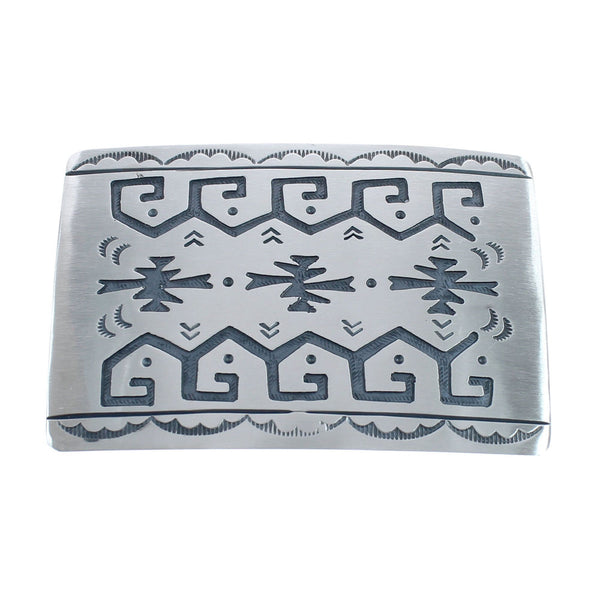 Native American Navajo Sterling Silver Water Wave Belt Buckle JX124346